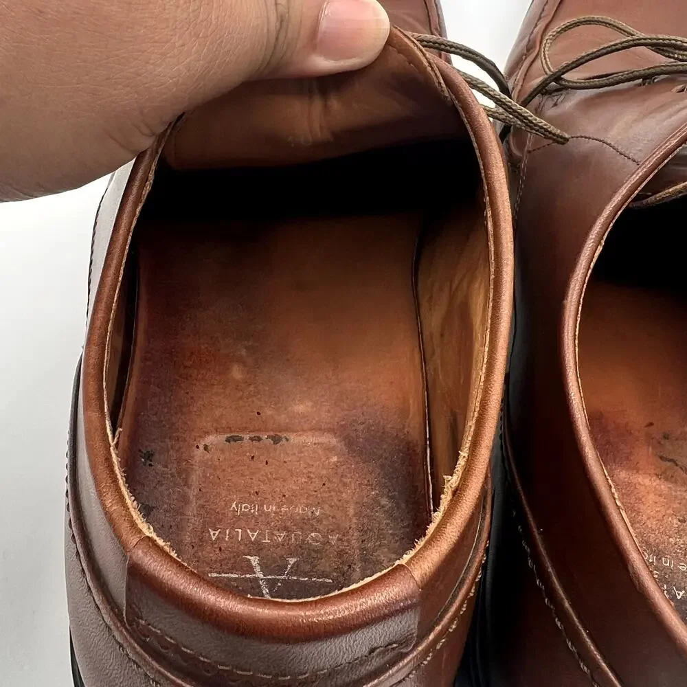 AQUATALIA Made in Italy Mens Derby Cognac Brown Shoes